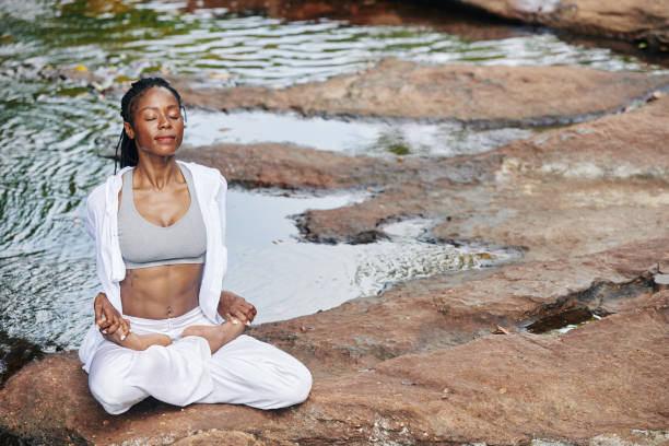 istock Serene meditating woman 1194249926