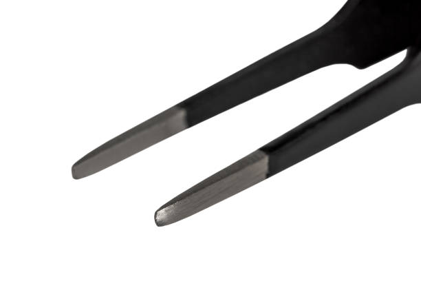 istock Black metal tweezer with antistatic coating. 1194250874