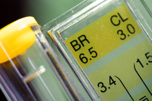 istock Close up of PH tester level bar show indicator 1194251084