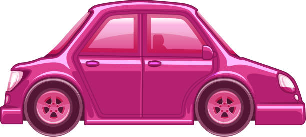 istock Single picture of pink car on white background 1194251537