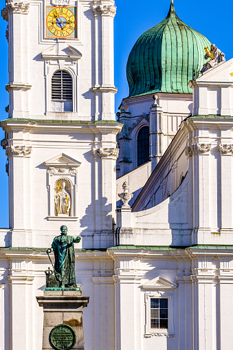 Karlskirche baroque church during an overcast evening in Vienna, Austria.