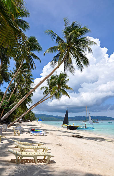 istock Beautiful white sand beach in Boracay 119425290