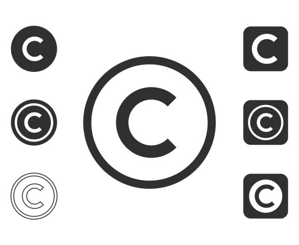 istock Flat style copyright icon shape set. C letter logo symbol sign. Vector illustration icon. Isolated on white background. Intellectual property owner. Square and circle round button mark pack. 1194255747