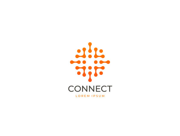 추상 디지털 연결 기술 로고입니다. 문자 o 로고 타입. 간단한 하이테크 디자인. 현대 벡터 아이콘입니다. - logo stock illustrations