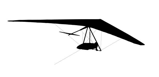istock Hang glider wing and pilot silhouette isolated on white with clipping path. Template for extreme sport logo, sign, drawing 1194258543