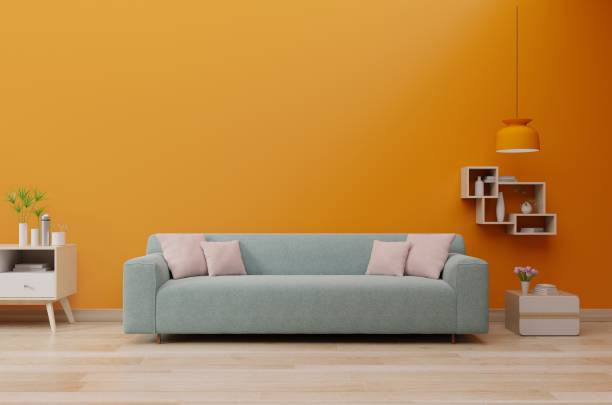 istock Wall lush lava with sofa living room. 1194259365