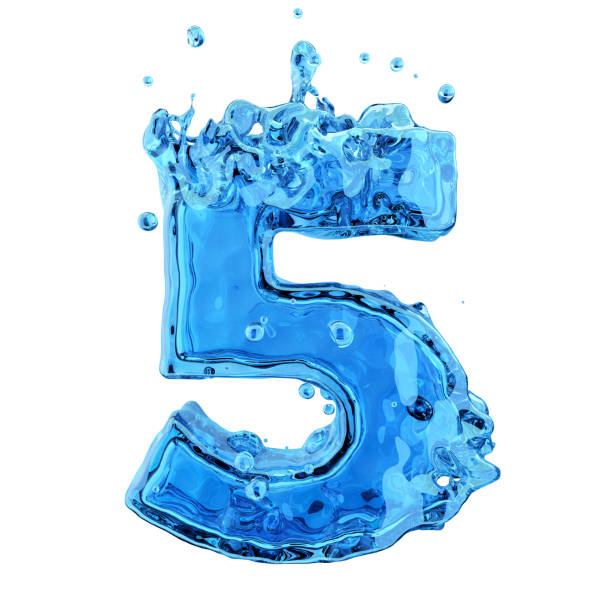 istock Water splash of number 5 isolated on white background 1194261799