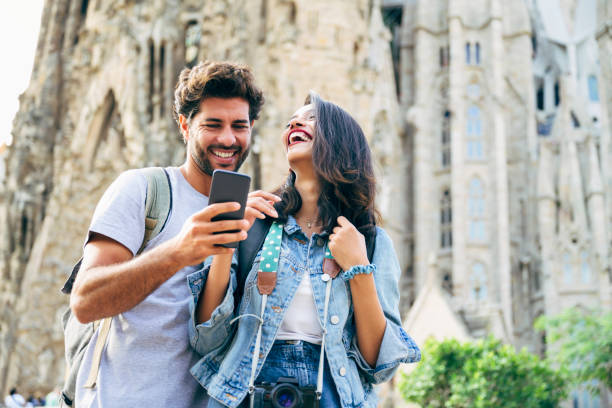 istock Laughing tourists checking how selfie turned out 1194266911