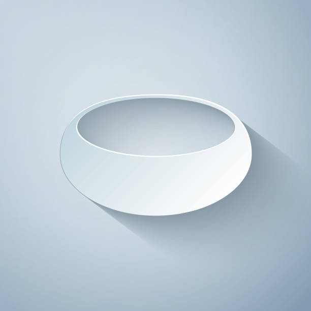 istock Paper cut Bowl icon isolated on grey background. Paper art style. Vector Illustration 1194270332