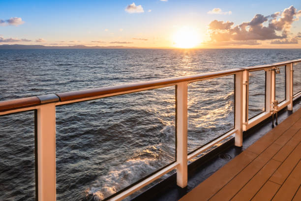 istock Cruise ship deck at sunset. Maritime and travel concept. 1194272162