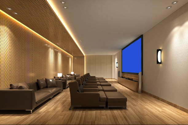 3d render home cinema room 3d render home cinema room entertainment center stock pictures, royalty-free photos & images