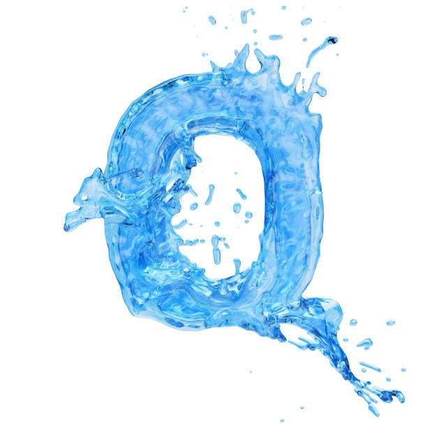 istock Uppercase letter Q made by water with drops and splashes isolated on white background 1194273582