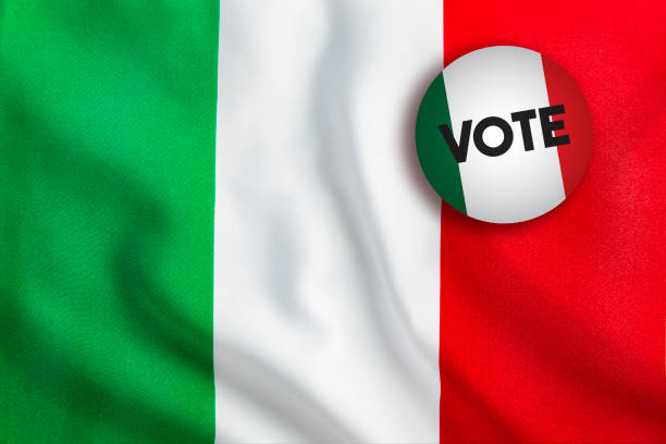 istock Vote Badge over Italian Flag 1194273630