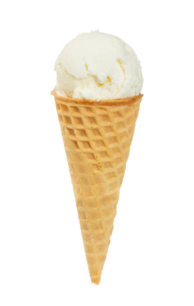 istock Vanilla ice cream in waffle cone isolated on white 1194276234