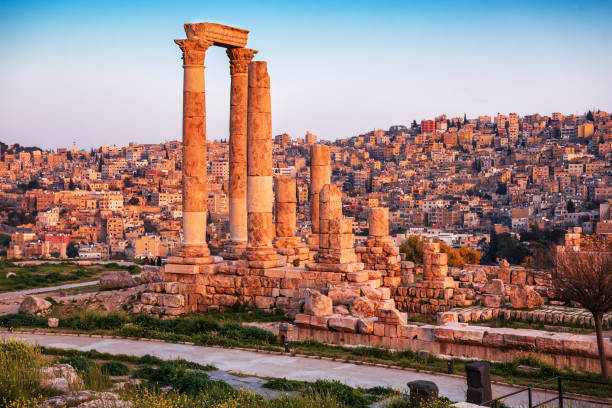 ruins of Amman Citadel stock photo