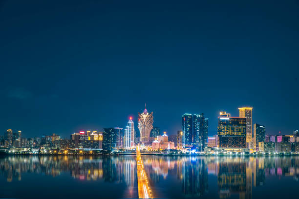 macao night city landscape macao night city landscape macao photos stock pictures, royalty-free photos & images