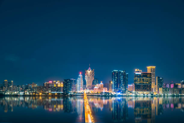 macao night city landskap - macao bildbanksfoton och bilder