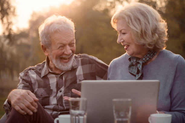istock Happy senior couple having great time 1194285532