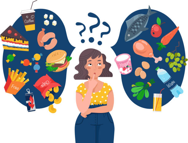 ilustrações, clipart, desenhos animados e ícones de conceitos de dieta e alimentação saudável. - dietology