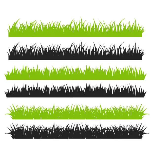 Vector illustration of Grass Vector. Green grass arranged in beautiful rows For making a brush in the cartoon event.