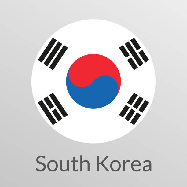Flag of South Korea round icon, badge or button. Korean national symbol. Vector illustration. Flag of South Korea round icon, badge or button. Korean national symbol. Vector illustration. south korea south korean flag korea flag stock illustrations