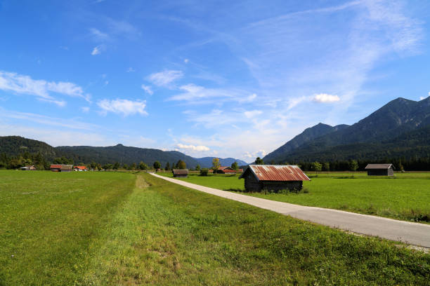 istock Mountain huts on green meadows in the Alps 1194293857