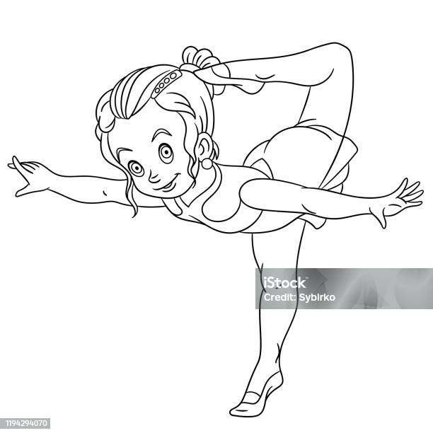 Halaman Mewarnai Senam Kartun Atau Gadis Balet Ilustrasi Stok Unduh Gambar Sekarang Balet