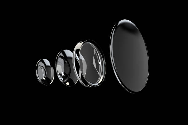3D rendering of Concave and convex lens on black background 3D rendering of Concave and convex lens on black background convex stock pictures, royalty-free photos & images