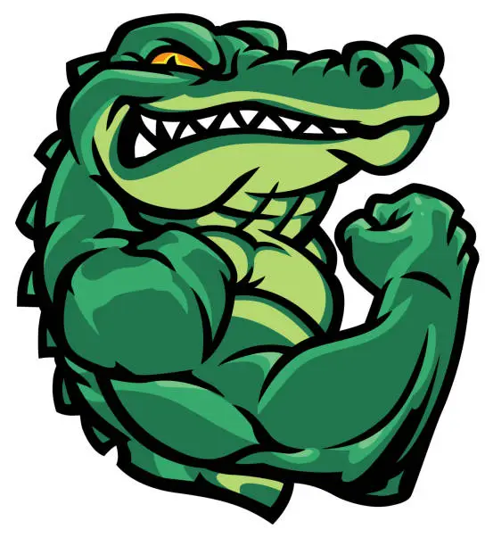 Vector illustration of Gator Crocodile flexing