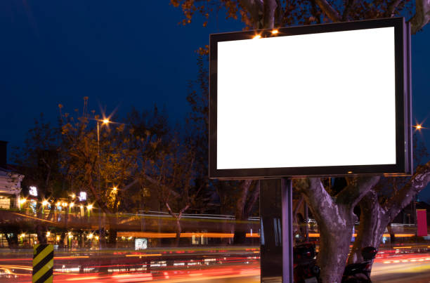 istock billboard blank mockup and template empty frame for logo or text on exterior street advertising poster screen city background, modern flat style, outdoor banner advertisement 1194295896