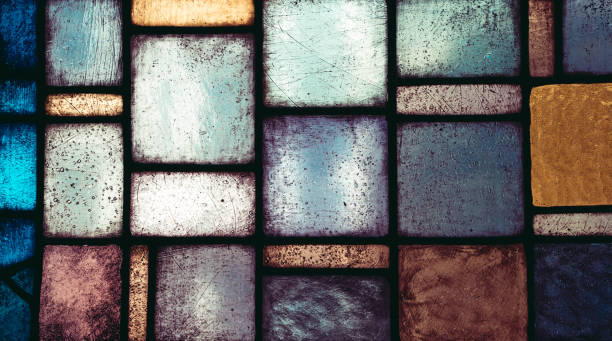 istock Beautiful bright and colourful stained glass window 1194297278