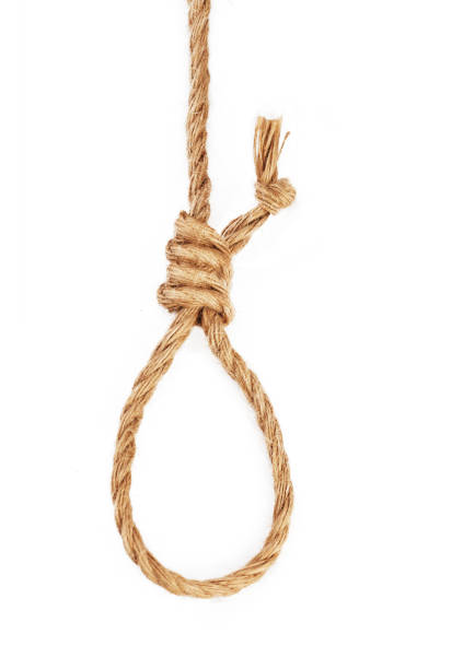 istock Gallows hanging rope knot isolated on white background 1194298669
