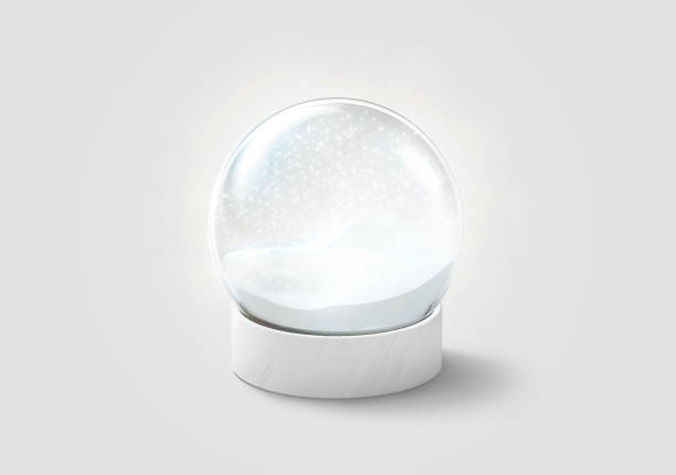 istock Blank transparent bright snow globe with snowfall mockup, isolated 1194298818