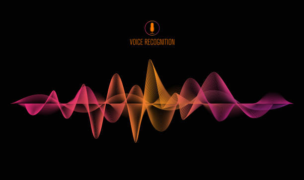 voice recognition system concept banner. Smartphone with sound wave, vector illustration voice recognition system concept banner. Smartphone with sound wave, vector illustration, voice recognition system concept banner. Smartphone with sound wave, vector illustration sound wave stock illustrations