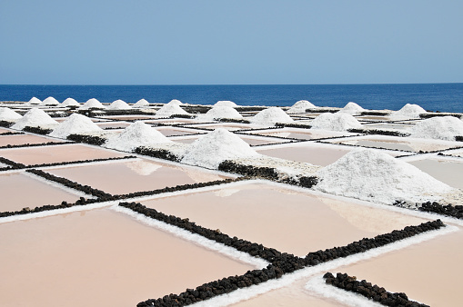 Salt production on the island of La Palma. Canary Islands