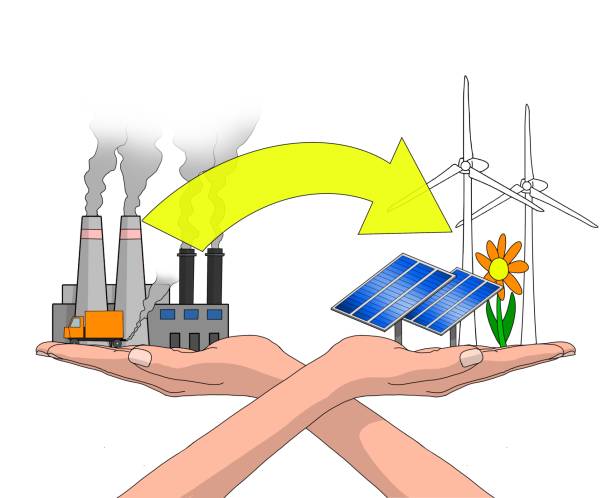 illustrazioni stock, clip art, cartoni animati e icone di tendenza di crisi climatica - coal fired power station