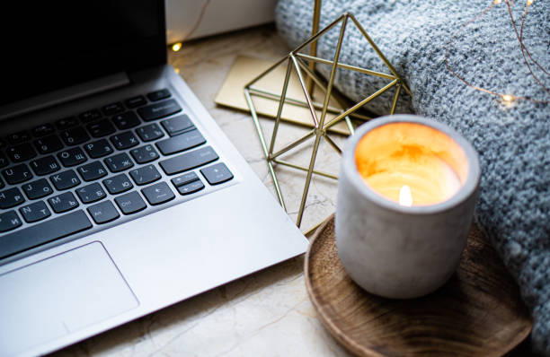 istock Cozy work place at home for freelancer, with laptop 1194303715