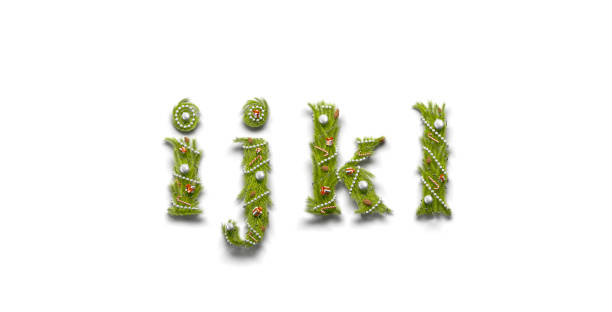 istock Decorative i j k l lowercase xmas font mockup isolated 1194304499