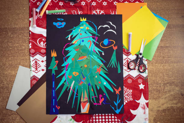 istock Christmas tree paper collage Craft art 1194306718
