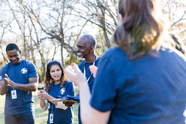 istock Group of appreciative volunteers 1194308415