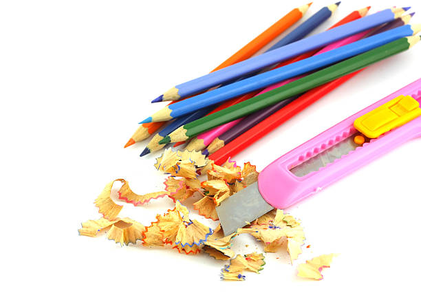 istock Knife for sharpening a pencil with shavings. Shallow DOF. 119431029