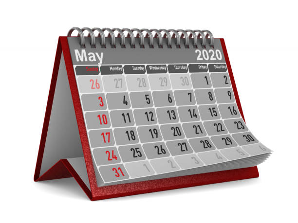 2020 anno. calendario per maggio. illustrazione 3d isolata - may calendar month three dimensional shape foto e immagini stock