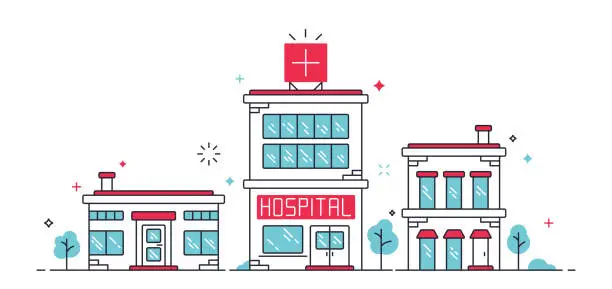 Vector illustration of Hospital City View