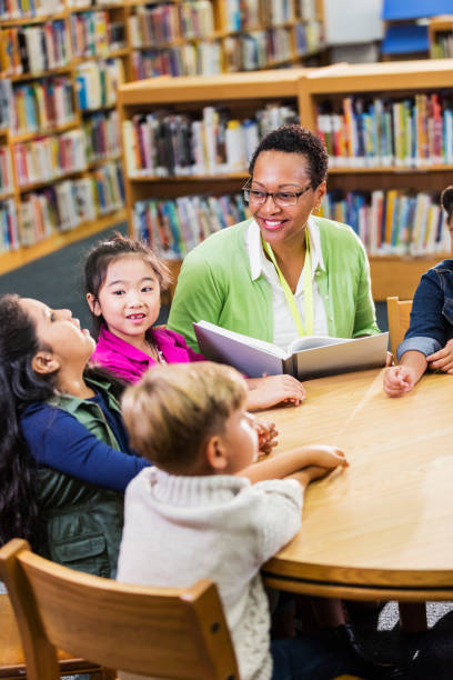 istock Teacher reading to children in library 1194314857