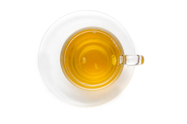 istock Glass green tea cup isolated on white background, top view 1194314935