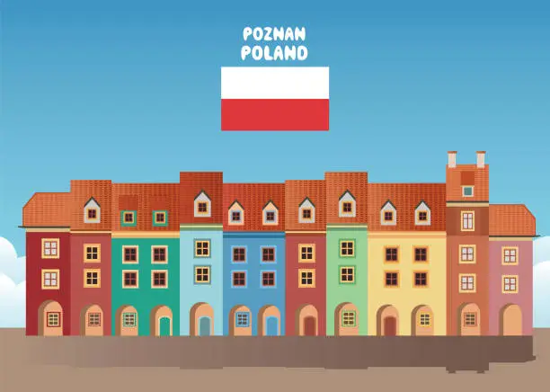 Vector illustration of Merchants' Houses, Poznan, Poland