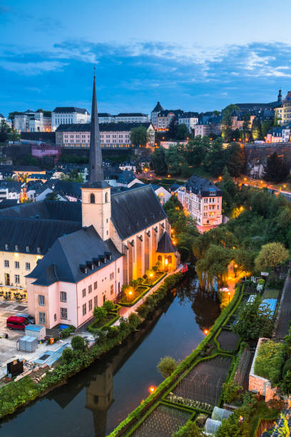 NIght view of Grund in Luxembourg City