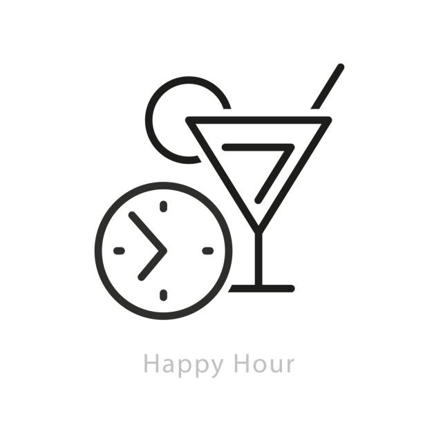 ikony okularów klinowych - happy hour - clink stock illustrations