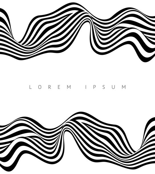 ilustrações de stock, clip art, desenhos animados e ícones de abstract stripe wave black and white background design - creativity art vector flowing