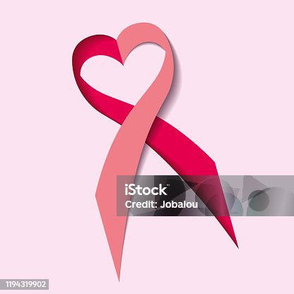 istock Loving Heart Breast Cancer Ribbon Paper Art Cause 1194319902